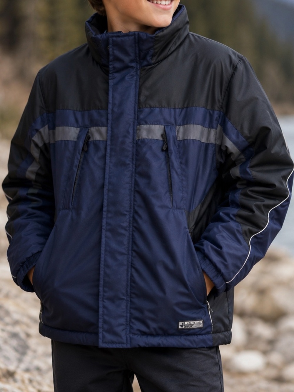 Below zero by S. Rothschild Kids Large Navy Black Winter Ski Jacket Coat